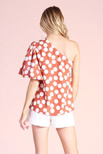 Copper Polka Dot One Shoulder Top