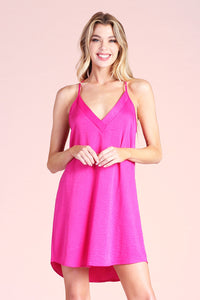 Fuchsia Satin Cami Dress