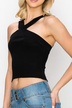 Black Cross Neck Crop Top
