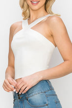 White Cross Neck Crop Top
