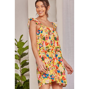 Yellow Tropical Floral Dress