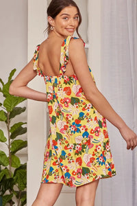 Yellow Tropical Floral Dress