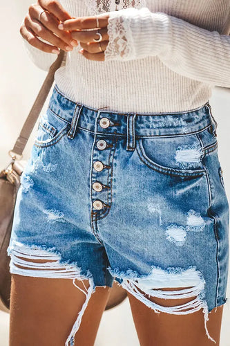 Distressed Denim Shorts