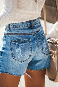 Distressed Denim Shorts