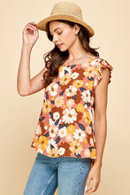 Mauve Floral Ruffle Top
