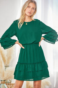 Hunter Green Tiered Dress