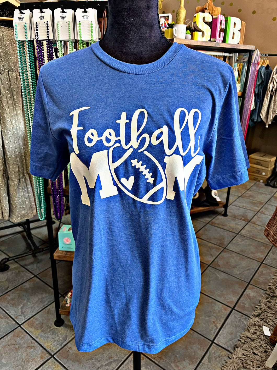 Blue Football Mom Tee