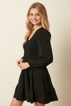 Black Smocked Babydoll Dress