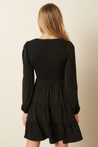 Black Smocked Babydoll Dress