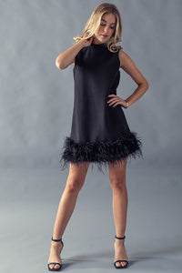 Black Feather Sleeveless Dress