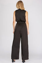 Black Mock Neck Satin Jumpsuit