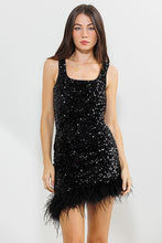 Black Sequin Feather Dress