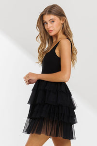 Black Tulle Layered Dress