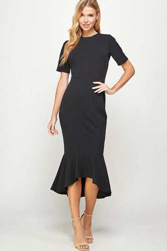 Black Hi Low Ruffle Dress
