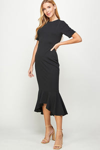 Black Hi Low Ruffle Dress