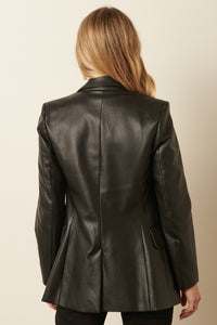 Black Faux Leather Blazer