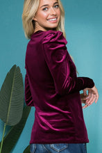 Wine Velvet Ruched Sleeve Top