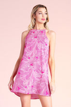 Fuschia Leaf Print Dress