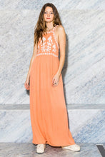 Salmon Embroidered Maxi Dress