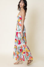 Tropical Floral Strapless Maxi Dress