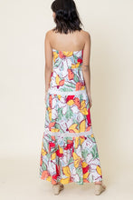 Tropical Floral Strapless Maxi Dress