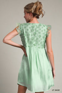 Sage Floral Silk Dress